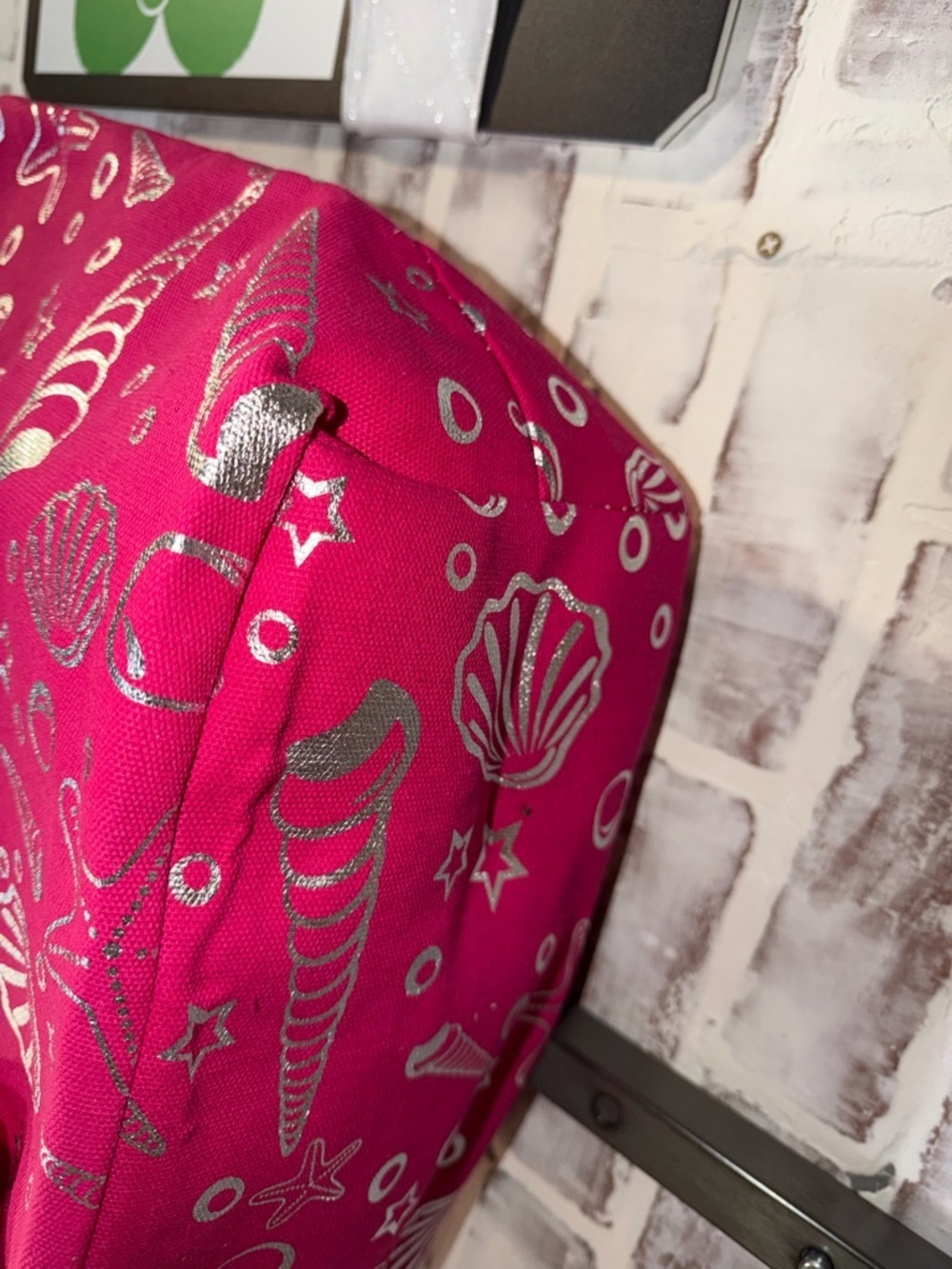 Bahamas Pink Beach Tote with Silver seashell Accents - Picture 5 of 5